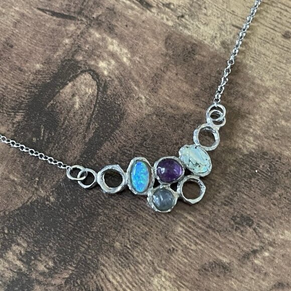 Silpada Sterling Silver 925 Necklace Roman Glass Amethyst Opal Labradorite Rare - Picture 8 of 16